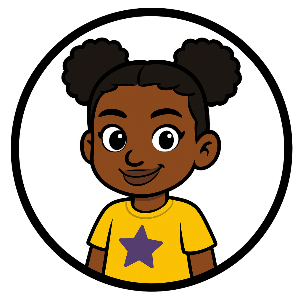 Naomi’s early character icon, with simple shapes and a bold circular outline.