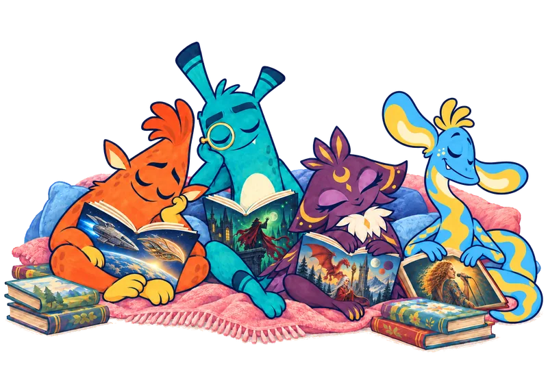 Charles, Andrew, Jennifer and Devon have all fallen asleep with their books, nestled together on a blanket.